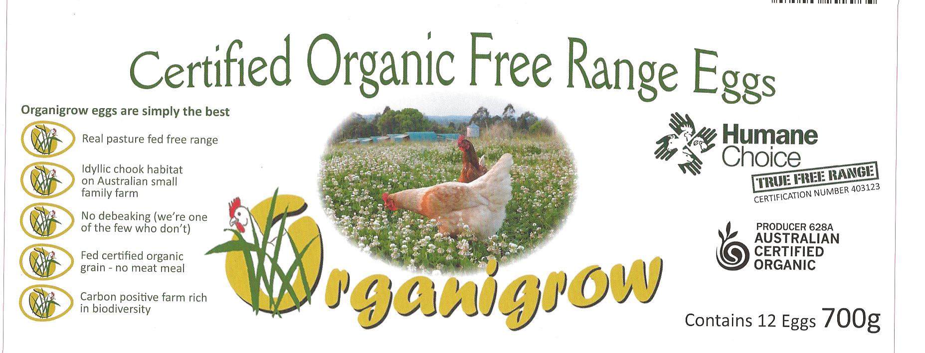 certified organic free range eggs